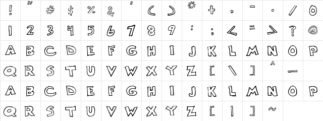 Angels Regular  glyph index