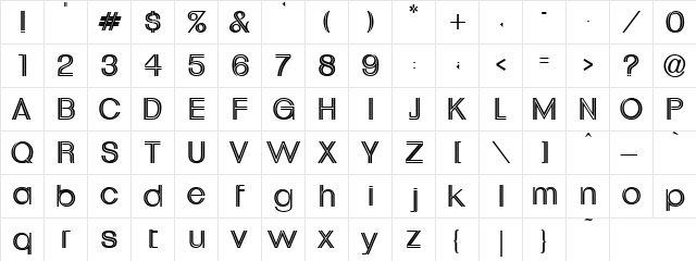 Linear Regular  glyph index
