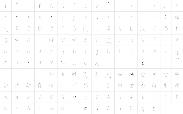 TwinkleFairy Regular  glyph index