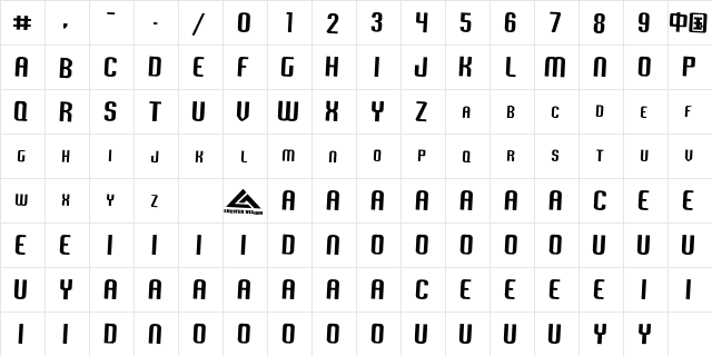 Vixene Regular  glyph index