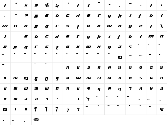sd hall2 Regular  glyph index