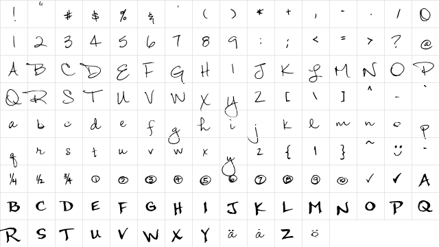 FG Dorotea Regular  glyph index