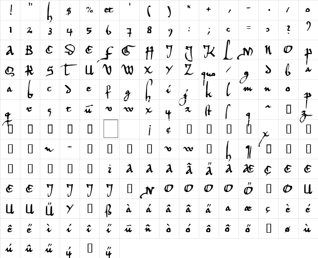Herman Decanus AH Regular  glyph index