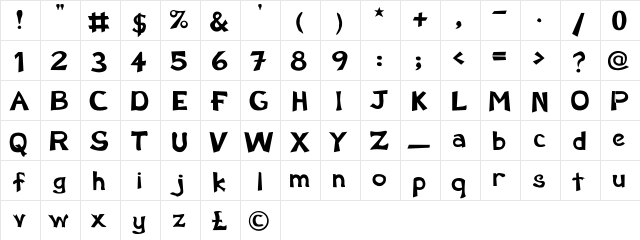 SchwarzWald Regular  glyph index
