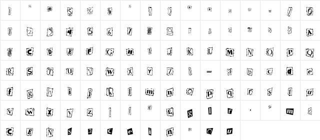 Persuasive Regular  glyph index