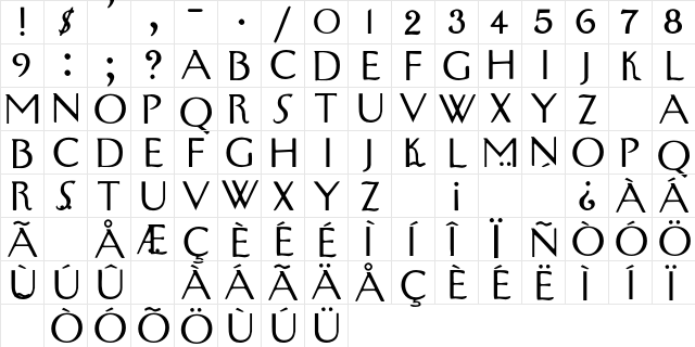 Manhattan Regular  glyph index