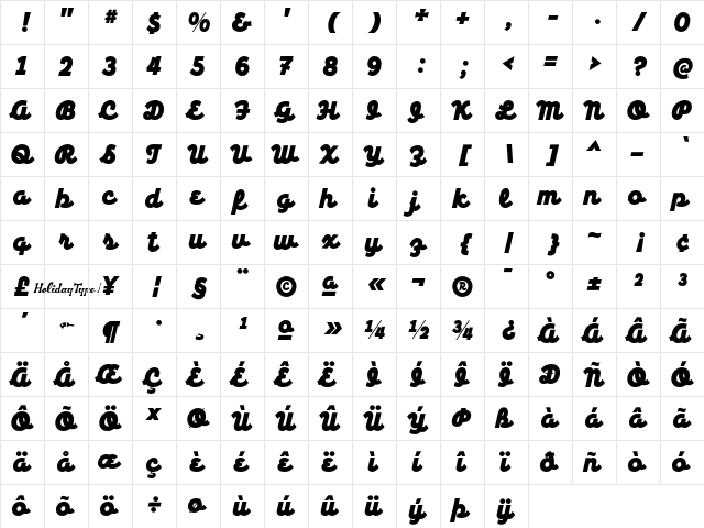 HT Maison Regular  glyph index