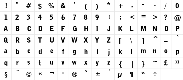 BellGothicC Blk BT Regular  glyph index