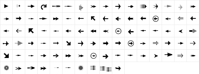 Fleches LeftRight  glyph index