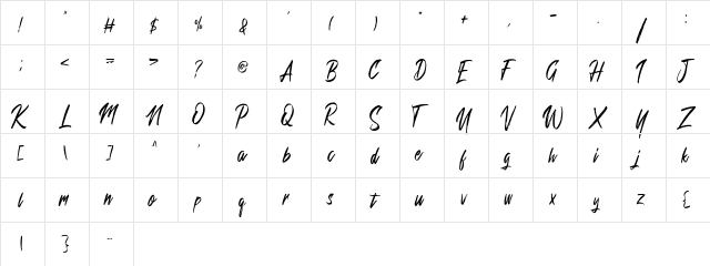 Bretageds Regular  glyph index
