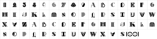 Pastiche NF Regular  glyph index