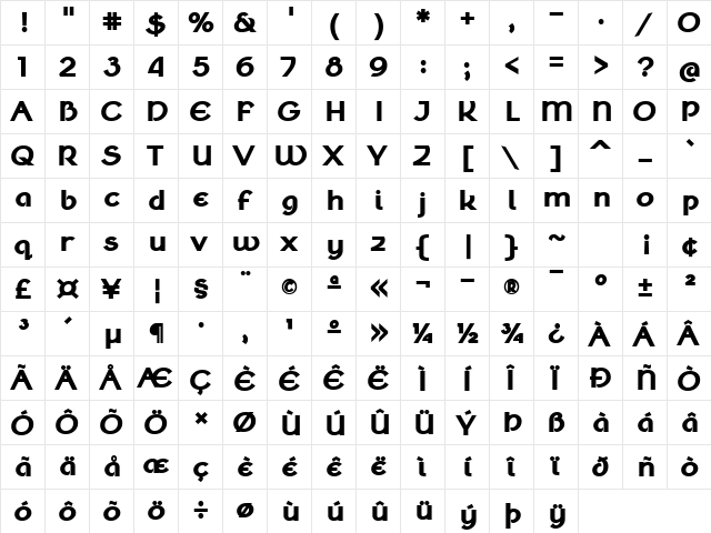 Klaudia Bold  glyph index