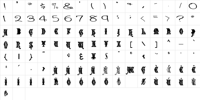 FlowerCapsText1222 Bold  glyph index