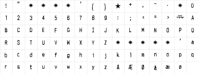 Harsh language Regular  glyph index
