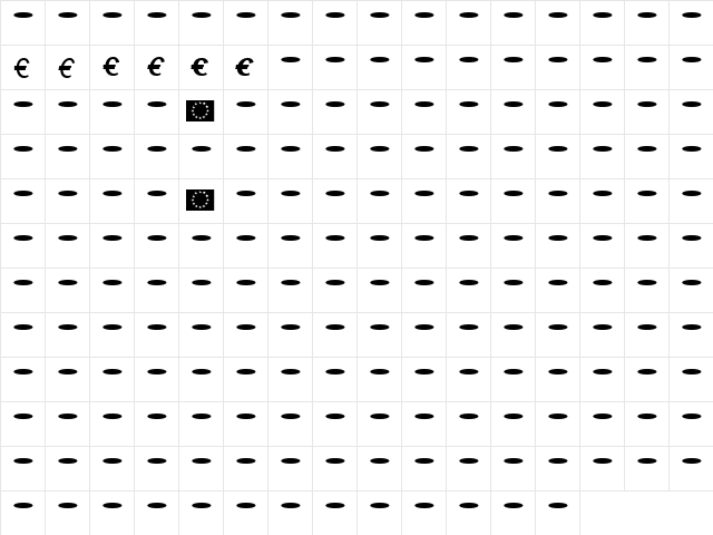 Wunderlich Regular  glyph index