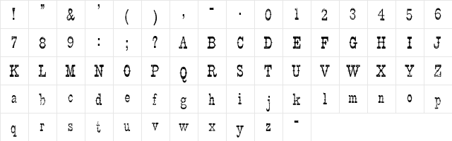 Sawtooth WF Regular  glyph index