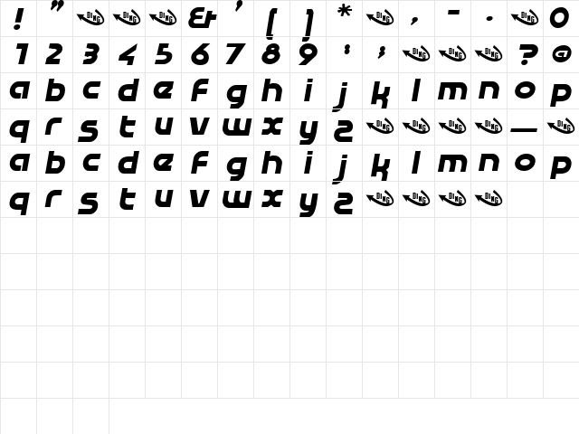 AmyJohnson Regular  glyph index