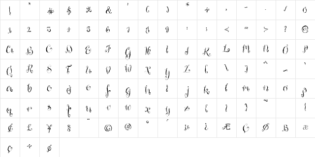 HousemaidRegular Regular  glyph index