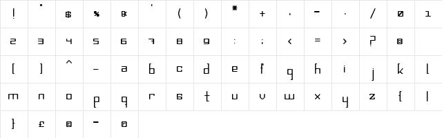 SquircleCirquare semiserif  regular  glyph index