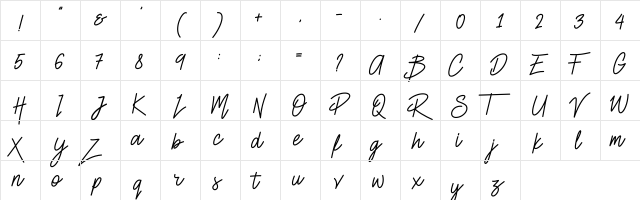 Smiley Regular  glyph index