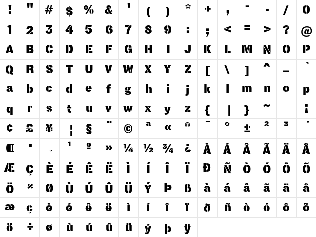 Lorimer No 2 Regular  glyph index