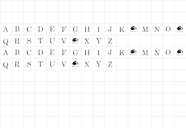 Shotty TransferTrial Regular  glyph index
