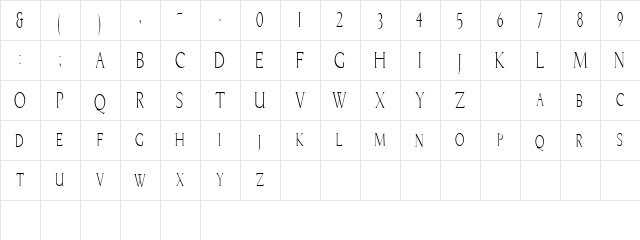 BriceCondensed Regular  glyph index