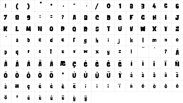 le Cachalot du Grand Nord Regular  glyph index