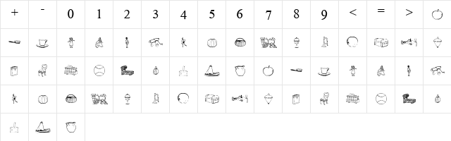 Textbook Math Regular  glyph index