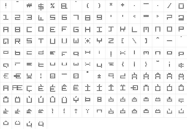 SidesAndCorners Regular  glyph index