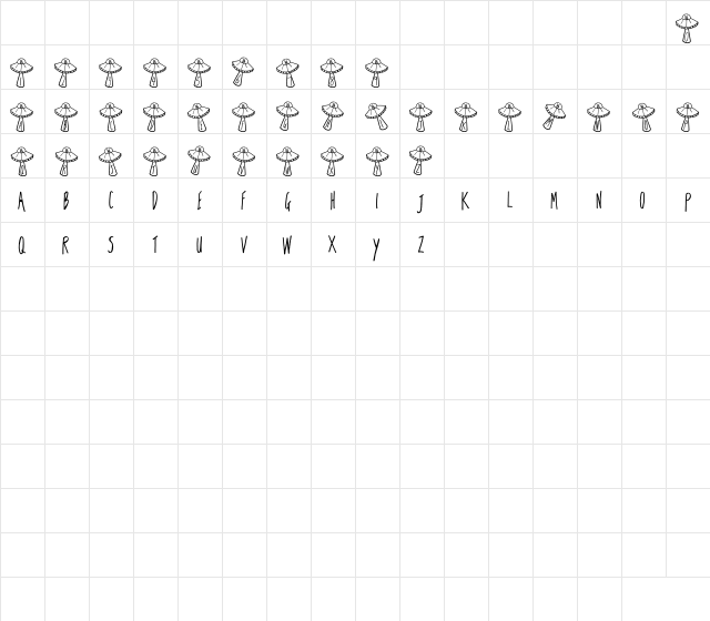 NewFont Regular  glyph index
