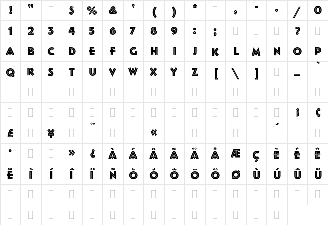 Follies Plain  glyph index
