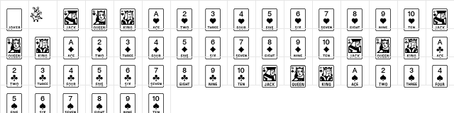 Linotype Game Pi English Cards  glyph index