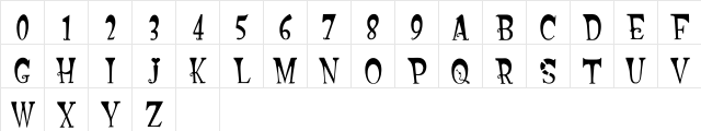 Backtowonderland Regular  glyph index