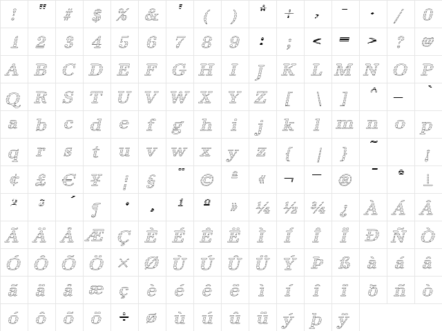 IrisBeckerGradoW-Medium Italic  glyph index