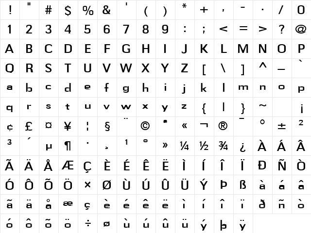 FZ BASIC 58 Normal  glyph index