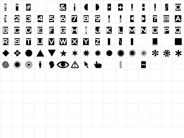SwishButtons Regular  glyph index