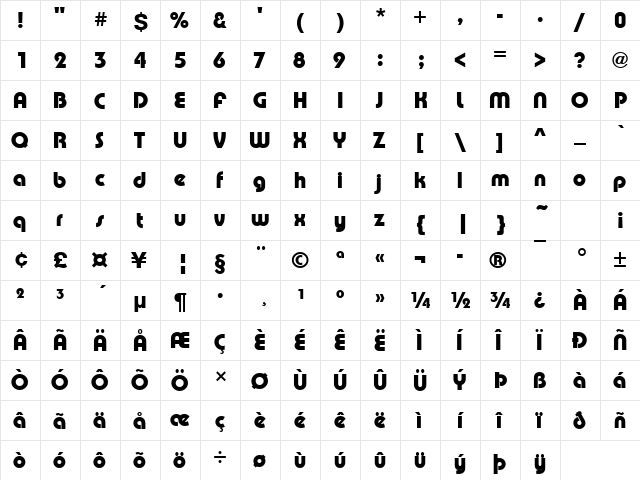URWPuiseuxDDem Regular  glyph index