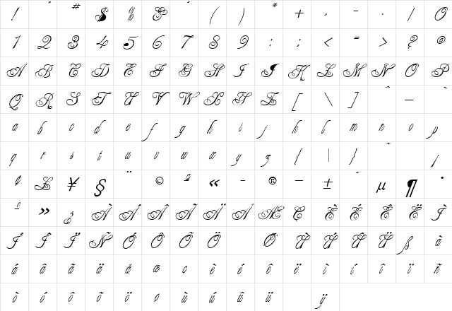 TRIPODI Regular  glyph index