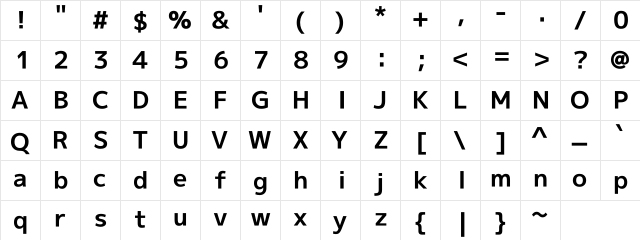 M+ 1p bold  glyph index