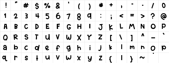 HelloTexas Medium  glyph index