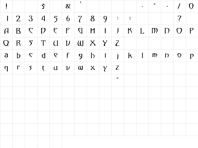FezSSK Regular  glyph index