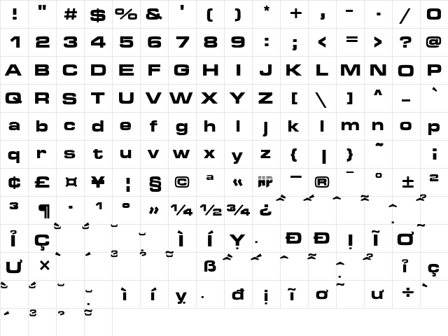 HP-Dan Truong Heavy Bold  glyph index