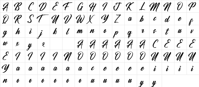 Hamsterly Demo Regular  glyph index