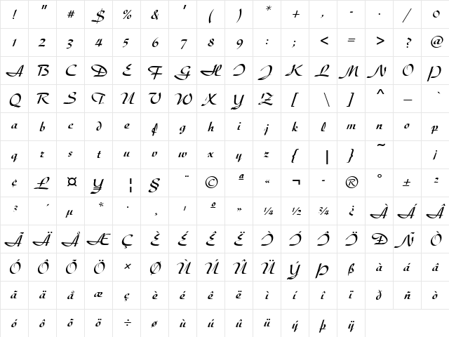 DiskusJoiDMed Regular  glyph index