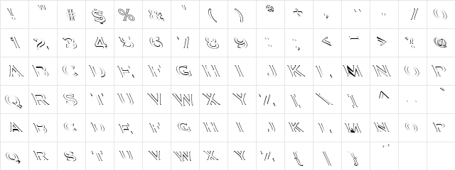 Disasters 1 Regular  glyph index
