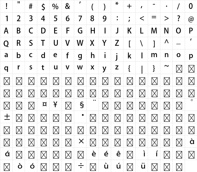 Adobe Heiti Std R  glyph index