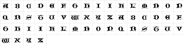 JMH Moreneta CAPS II Regular  glyph index