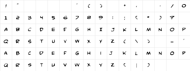 Rambo A Regular  glyph index