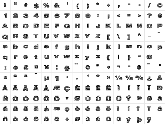 HopScotch 'ElectricEddie' Regular  glyph index